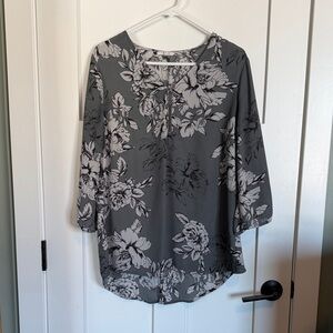 Maurices Charcoal Floral Blouse